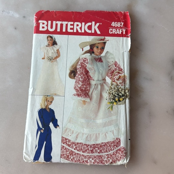 Butterick 4687 5061 Barbie Doll Clothes Wardrobe Patterns Wedding dress Vintage - Picture 2 of 9